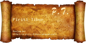 Piriti Tibor névjegykártya